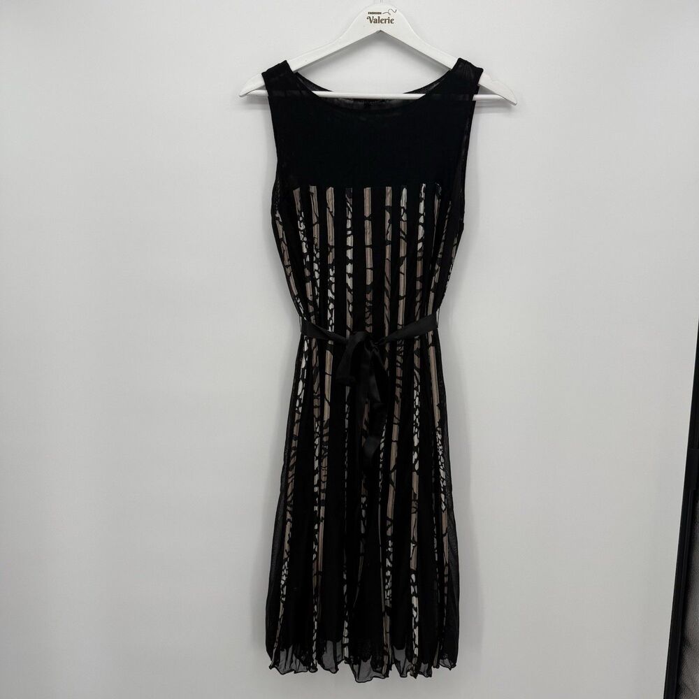 Sandra Darren Black Mesh Dress Formal Size 10 Petite Sleeveless
